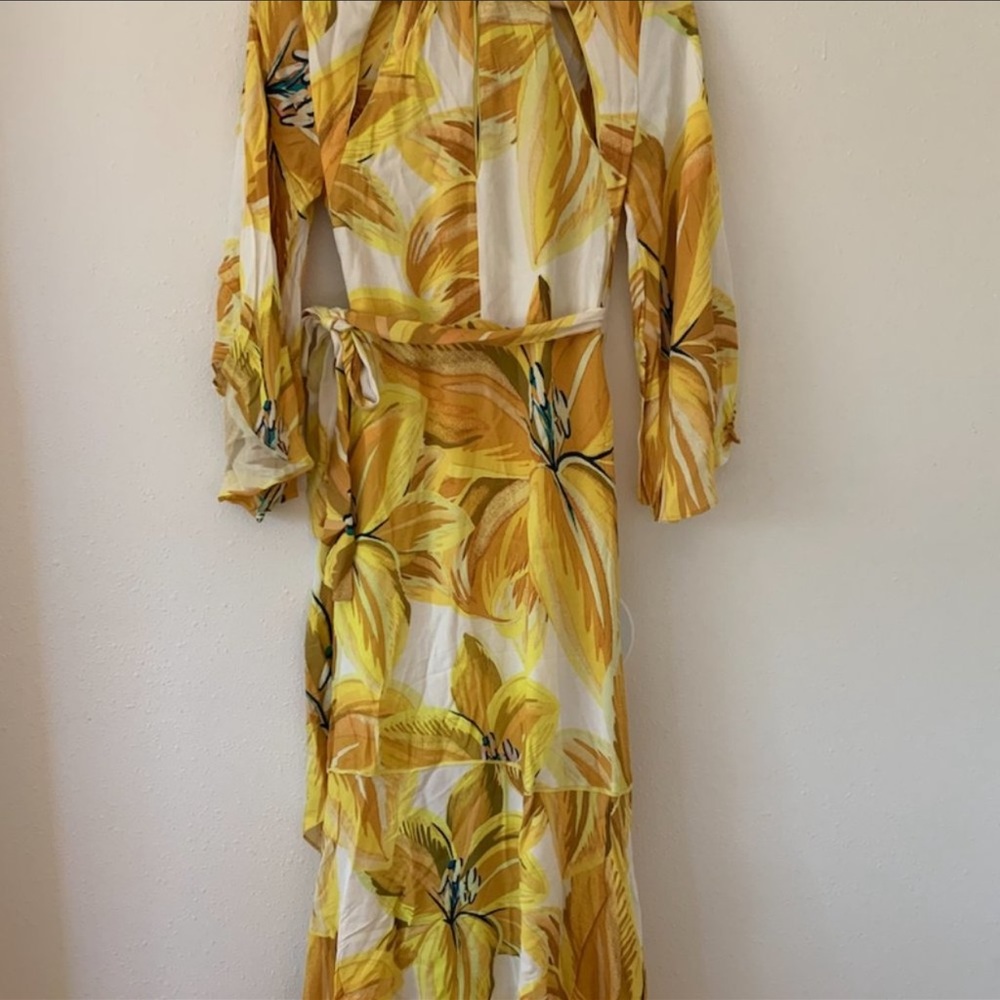 EUC FARM Rio Azalea yellow Wrap Dress - Picture 6 of 7